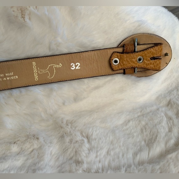 Montano Exotic Tan Ostrich Avestruz Leather women’s Belt w/Oval buckle Sz-32. D main image 7
